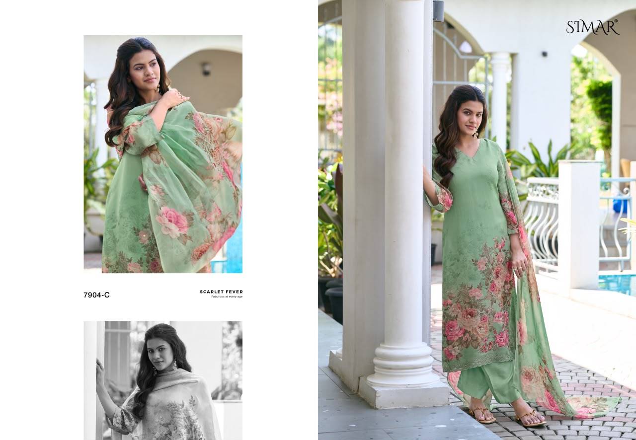 Elnaaz By Glossy 7904 Series Stylish Beautiful Colourful Twill Organza Dresses At Wholesale Price